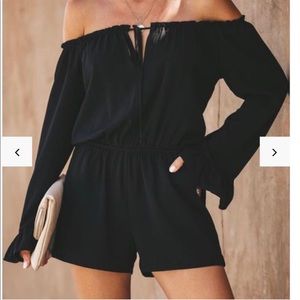 VICI off the shoulder long sleeve black romper